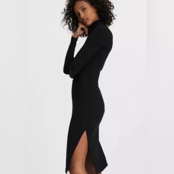 Rag and Bone half zip black ribbed knit dress - Picture 2 of 7